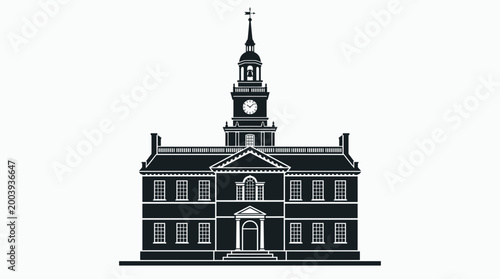 Independence Hall silhouette vector for American history, heritage, culture, democracy, branding, architecture, tourism, education, and design projects worldwide