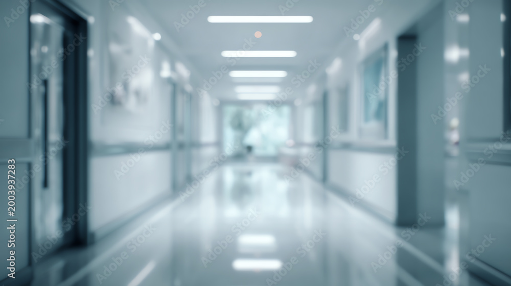 Obraz premium A serene and clean hospital corridor, conveying a sense of peace and professionalism in a healthcare environment.