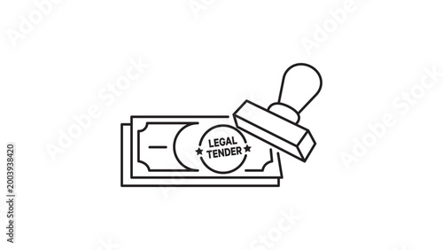 Foto Legal Tender Official Stamp on Cash Banknotes Editable Stroke Vector Icon