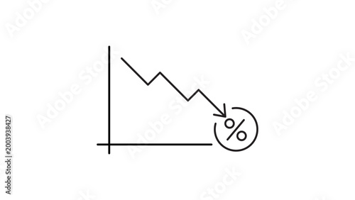 Photos Interest Rate Cut and Economic Decline Minimalist Black Line Vector Icon on White Background
