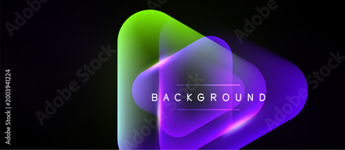 Abstract vibrant shapes overlap, creating glowing effect. Dark background emphasizes colorful design. Text reads BACKGROUND.