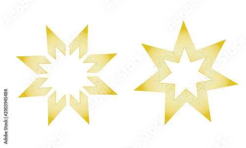 Abstract Golden Starburst Line Art Geometric Shape Minimal Vector Design