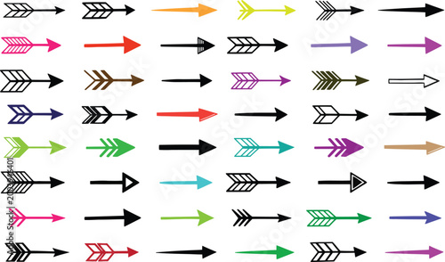 Quadro su tela Collection of colorful arrows a diverse set of arrowhead designs and styles