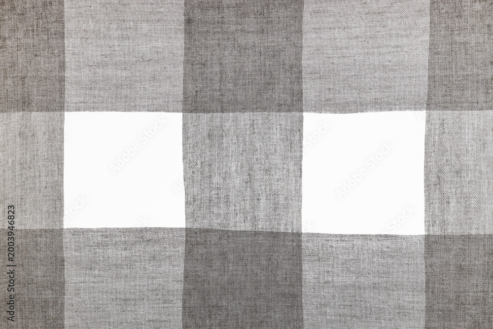 Fototapeta premium Grey and white plaid woven cotton cloth material