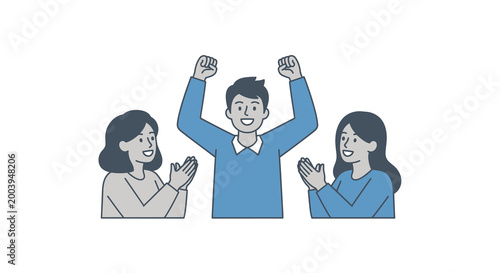 people celebrating with raised hands and clapping