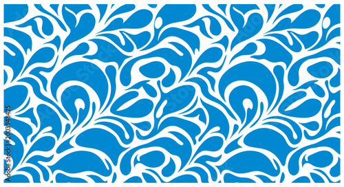Canvastavla Vibrant blue and white abstract floral pattern design with swirling shapes and s