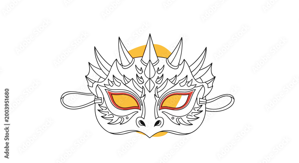 Fototapeta premium Highly detailed and artistic dragon-themed masquerade mask featuring sharp horns and intricate scale patterns.