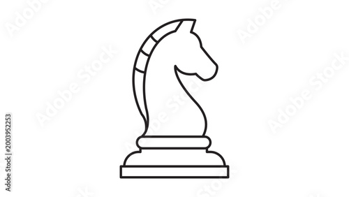 Cuadro en lienzo Chess Knight Minimalist Black Line Vector Icon on White Background
