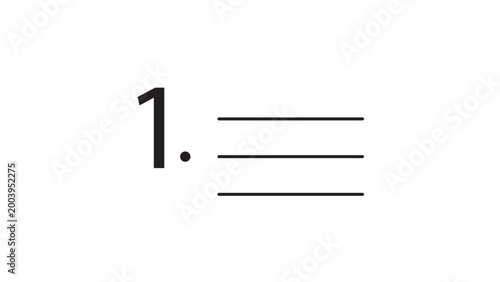 Foto Numbered List Item Vector Icon with Editable Stroke, Minimalist Black Line Illus