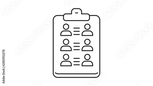 Fotografie Minimalist Editorial Board and Team Management Clipboard Vector Icon Illustration with Editable Stroke