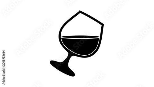 Cup of red wine, black isolated vector silhouette