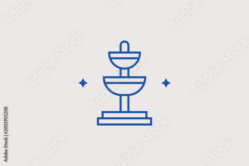 City fountain line icon for public park decoration and urban landscape design. Decorative vector illustration for tourism brochures and park management mobile apps.
