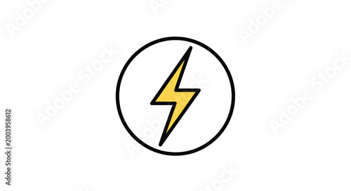 lightning bolt icon in yellow circle on white background