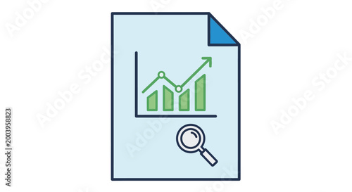 document icon with growth chart and magnifying glass