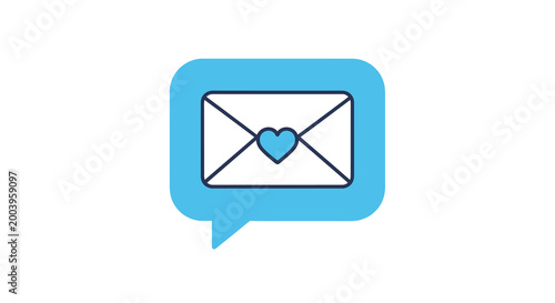 email message icon with heart symbol high quality