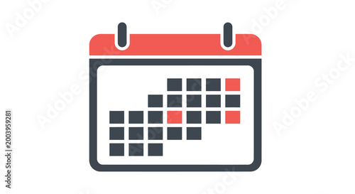 calendar icon with red and black squares on white background