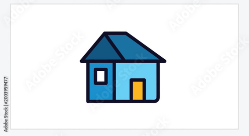 house icon with blue walls and yellow door