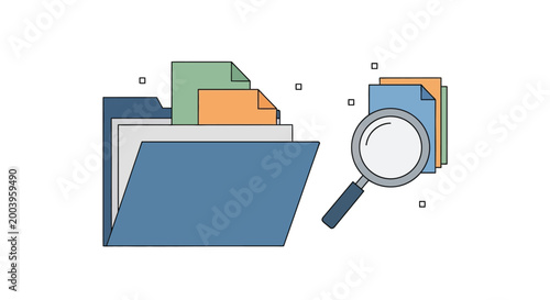 folder with documents and magnifying glass illustration