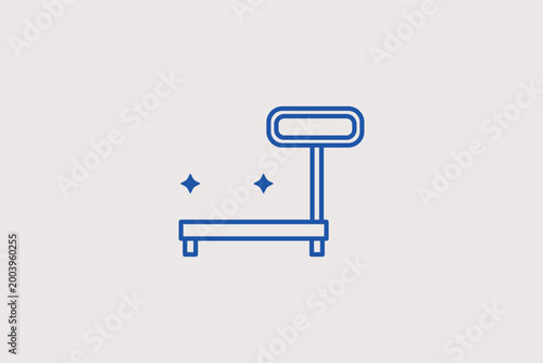 Large warehouse floor scale line icon for heavy equipment and logistics terminal weighing. Powerful vector illustration for industrial port maps and transport logistics manuals.