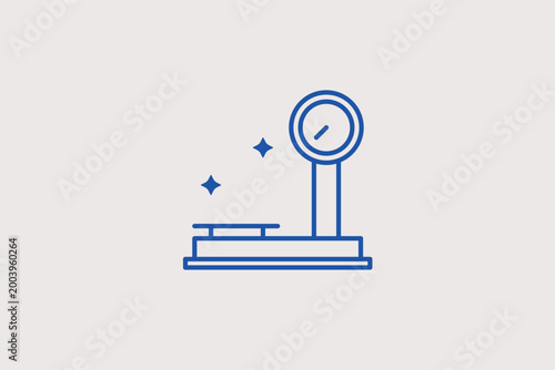 Heavy-duty floor scale line icon for industrial manufacturing and large cargo measurement. Sturdy vector illustration for factory floor plans and freight forwarding logistics.
