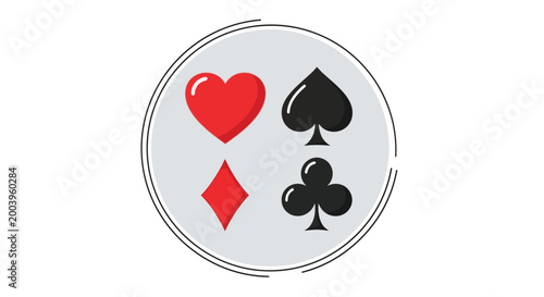 playing card symbols in a circular frame
