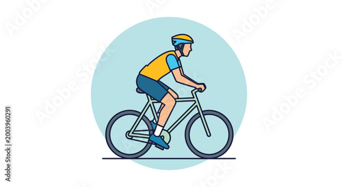 cyclist riding bicycle in colorful vector style