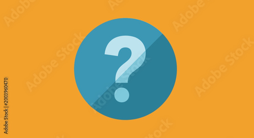 question mark inside blue circle on orange background