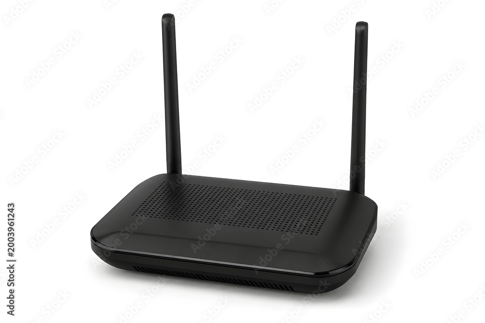 Fototapeta premium Dual Antenna Wireless WiFi Router Isolated on White Background