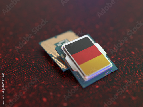 CPU or Chip With The Flag Of Germany