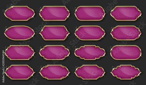 Traditional Islamic Decorative Shapes in Fuchsia