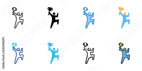 Celebrating success icons set multiple style collection. Editable stroke 
