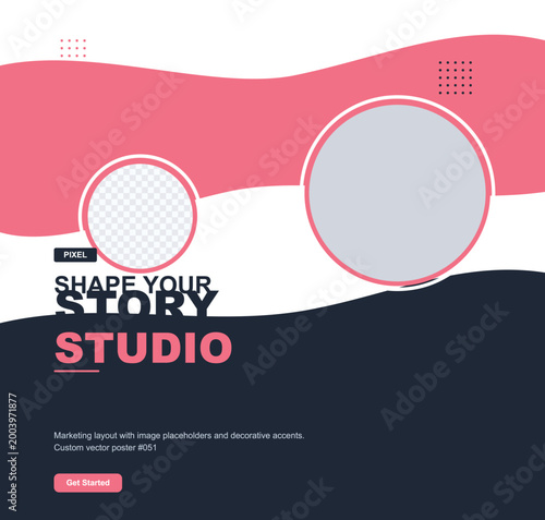 Fotografie Creative studio branding mockup combines abstract shapes and bold typography to shape a compelling visual identity for storytelling services