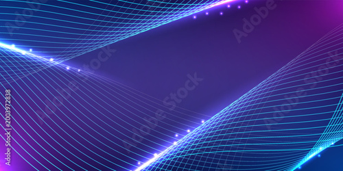 Abstract digital wave background. Design for neon lines curve light business cyber metaverse sound artificial intelligence and future technology concept.