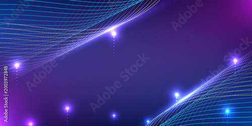 Abstract digital wave background with neon lines curve light. Design for business digital cyber sound artificial intelligence and future technology concept.