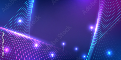 Abstract digital wave background  with glowing neon lines curve light and digital space. Design for business digital cyber and artificial intelligence concept.