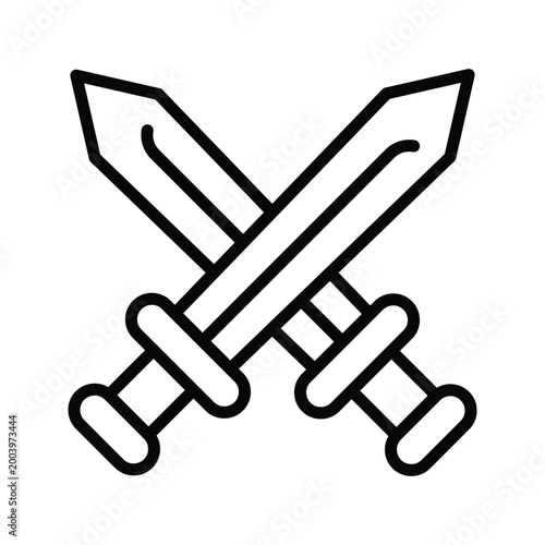 Obraz na plátně Crossed swords line icon representing battle, combat, and competition