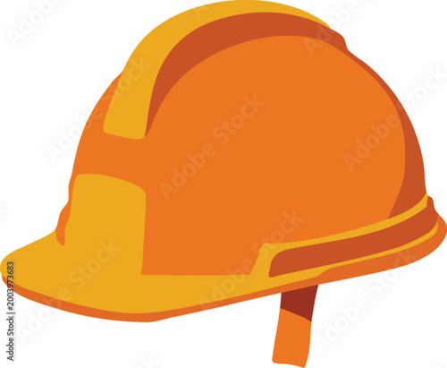 Orange safety helmet with chin strap illustration