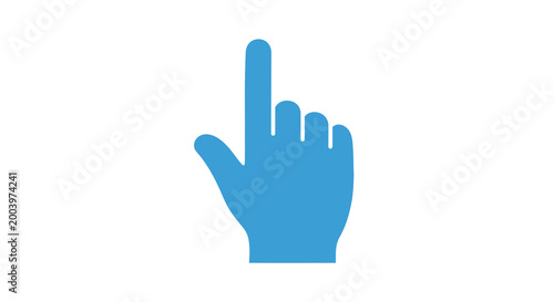 pointing hand icon in blue color on white background