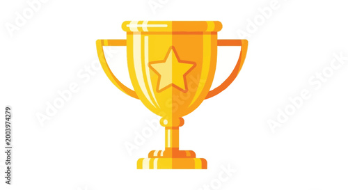trophy cup with star design on white background