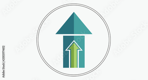 upward arrows icon in circular frame high quality