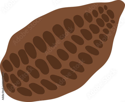Cocoa Pod Flat Vector Illustration, Minimal Clipart, Isolated Design Element, Naive Style