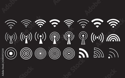 Photos Set of concentric circle elements wireless signal network icon sign