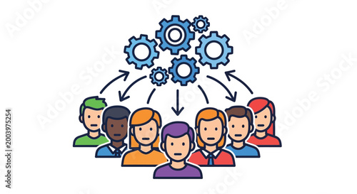 teamwork concept with people and gears high quality
