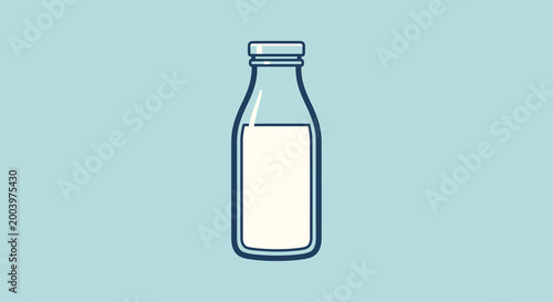 milk bottle illustration on light blue background