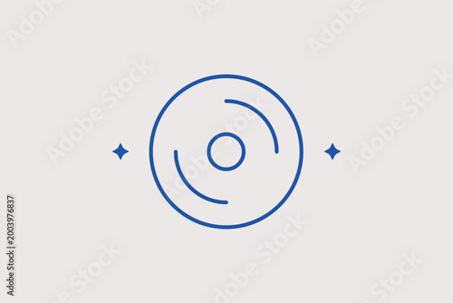 CD or DVD disc line icon for optical data storage and media playback. Classic vector illustration for software installation guides and digital archive service websites.