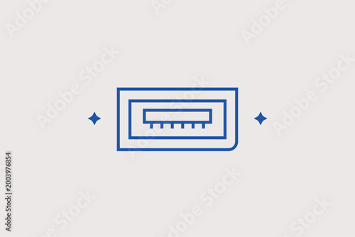 LAN port or ethernet socket line icon for network connectivity and internet hardware. Detailed vector illustration for networking equipment catalogs and office infrastructure maps.