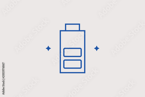 Battery level line icon for energy storage and portable device power status. Functional vector illustration for mobile application interfaces and electronics charging guides.