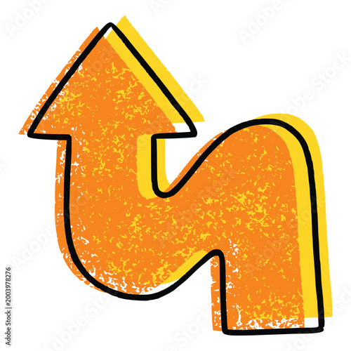 Grainy Arrow Symbol Indicates the Direction or Movement with Texture