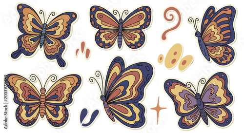 Collection of Beautiful Butterflies with Intricate Wing Patterns.