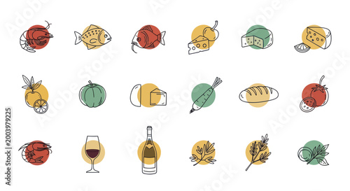 Collection of Hand-Drawn Food and Drink Icons.